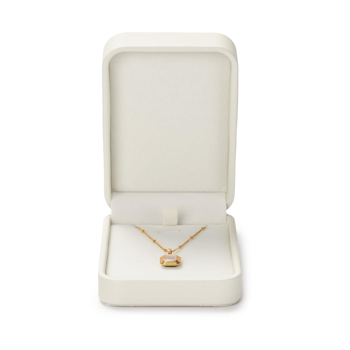 Papten PU Leather Necklace Box Velvet Interior Necklace Gift Box Pendant jewelry Case Display Storage Case for Anniversary Wedding Birthday Mother's Day (White)