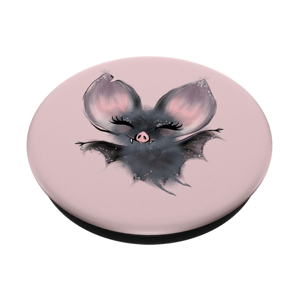 Halloween Bat Adorable Gothic Pink Grey Teen Girl Women PopSockets Adhesive PopGrip