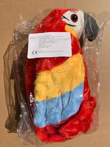 Surplex Sound Repeating Parrot Plush Plush Interactive Toy, Waving Wings Electronic Record Bird Stuffed Animal Sensory Educational Toy Cute talking parrot Birthday Xmas Gift for Kids ＆ Baby