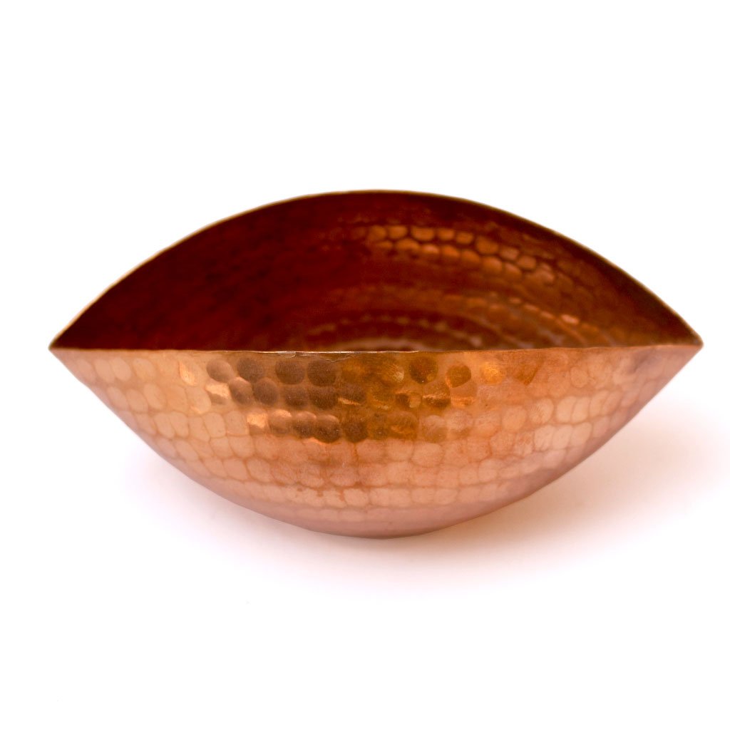DeKulture Handmade Pure Copper Trinetra Pod Votive T Light Holder Candle Bowl Diya | Ideal for Home Table Decoration, 5x2.5x2.75 (LWH) Inches