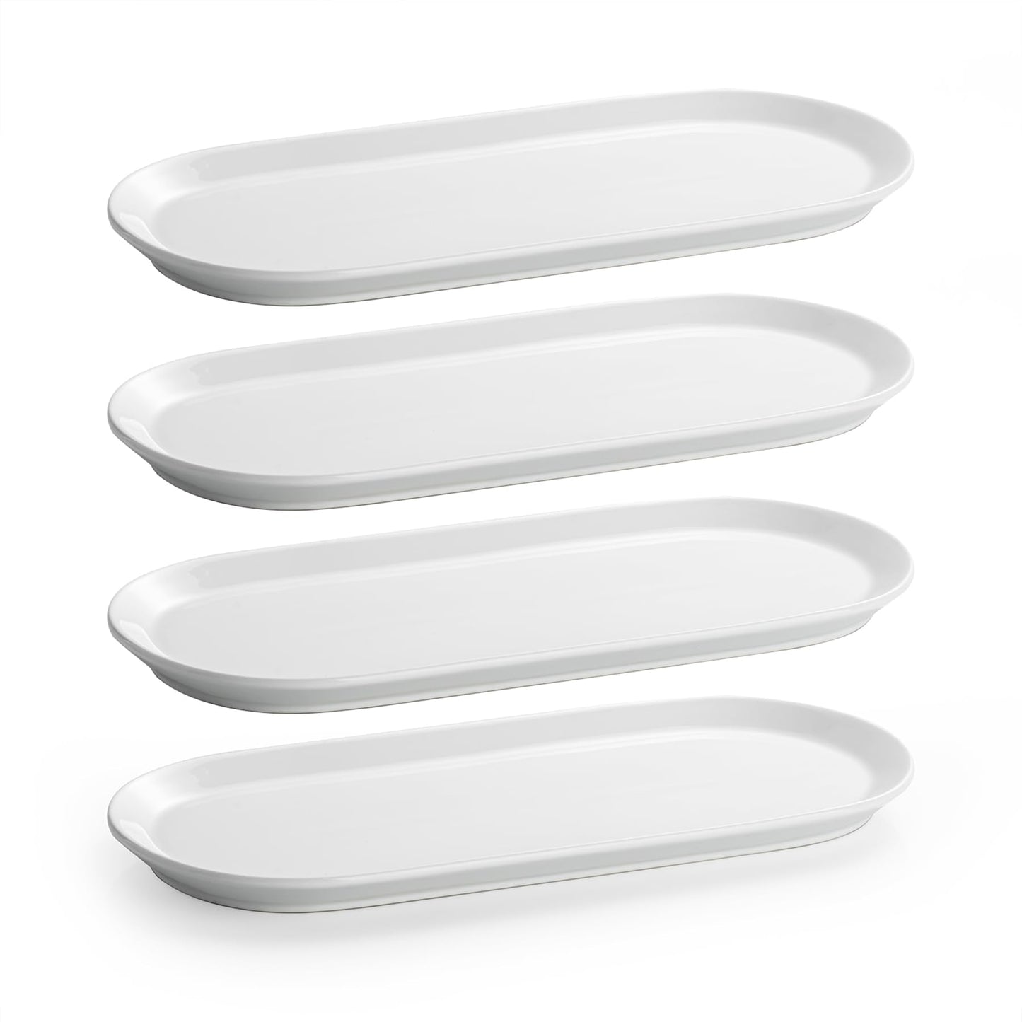 Gacoree Ceramic Oval Serving Platters Set of 4, 13 Inch White Porcelain Serving Trays for Appetizers, Sushi, Charcuterie, Desserts & Side Dishes, Microwave Dishwasher Oven Safe