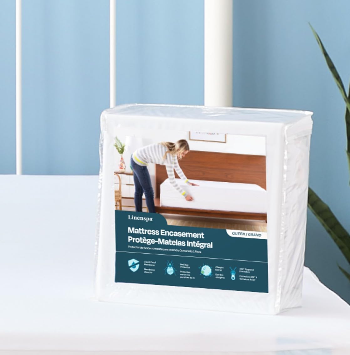 Linenspa Encasement Waterproof Mattress Protector — Zippered 360°, Cal King