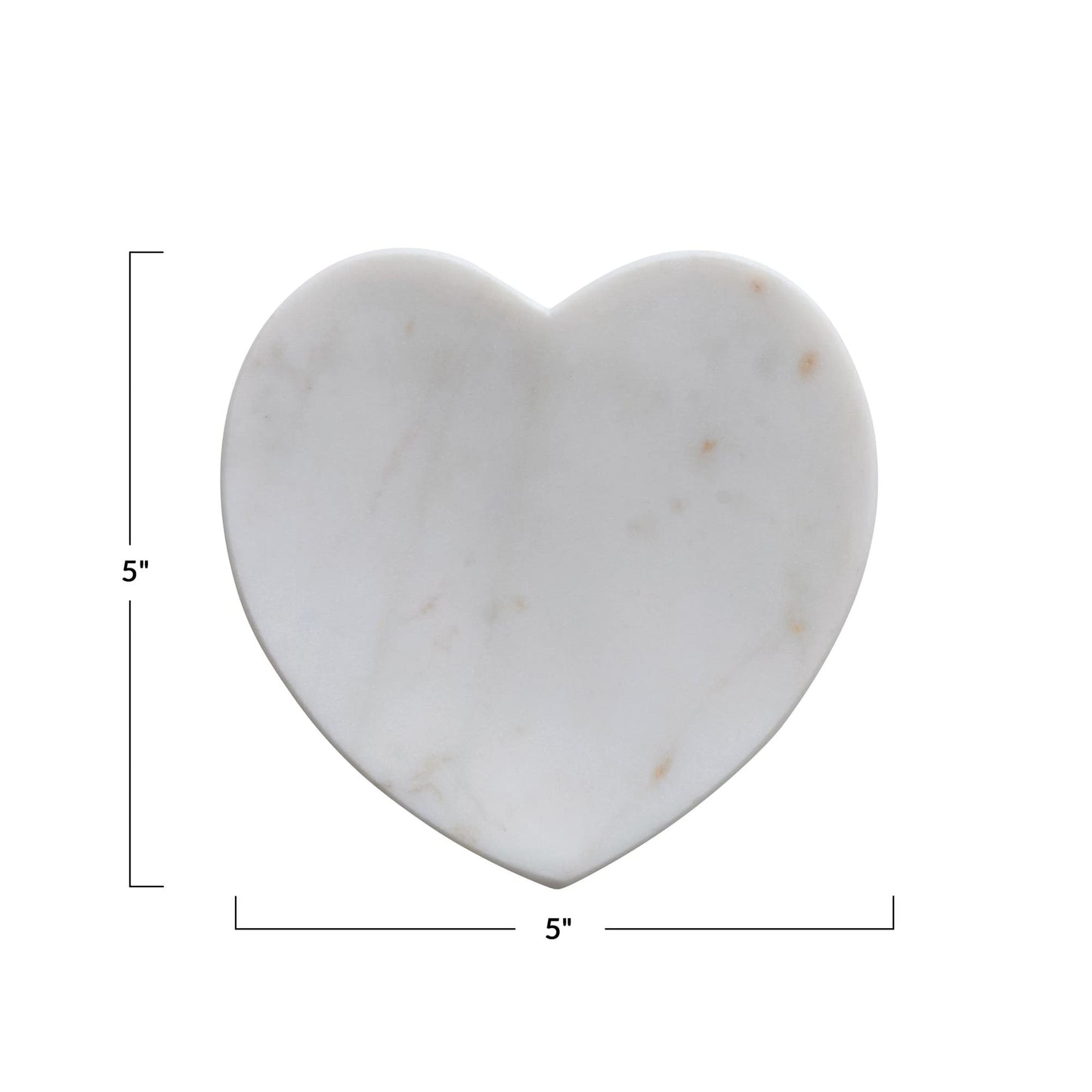 Creative Co-Op Marble Heart Shaped Dish, White