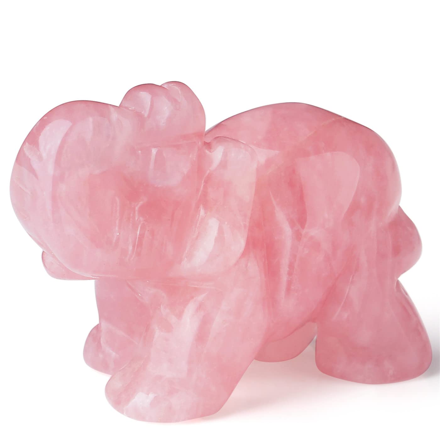20PCS Natural Heart Healing Crystals and 2" Rose Quartz Elephant Decor Healing Crystal Cute Polished Natural Stone Pink Gemstones Energy Hippie Home Room Office Desk Decors Gifts for Women Men