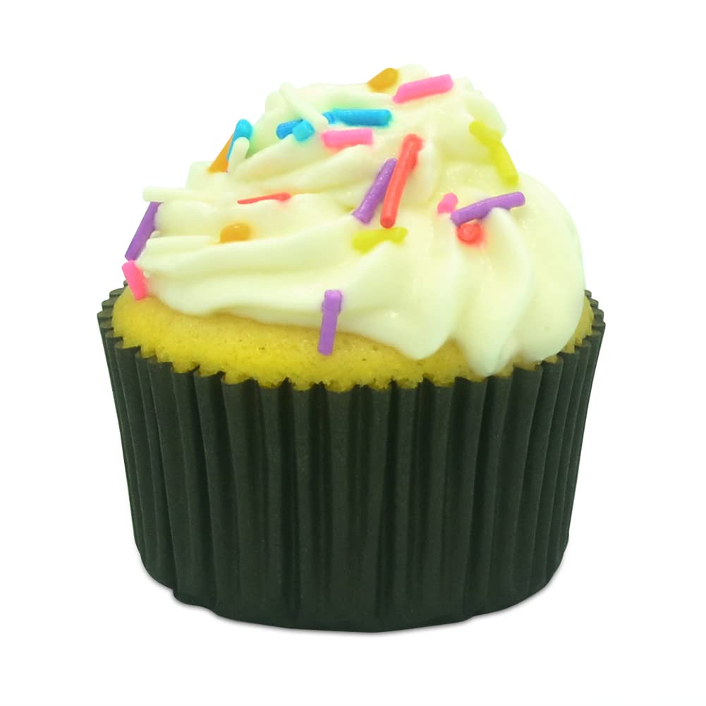 Bakehope Standard Baking Cups, Classic Black Greaseproof Festive Cupcake Liners, 150-count