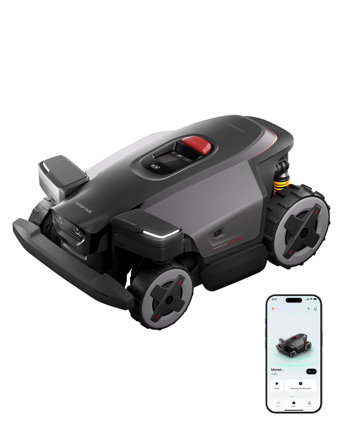roborock RockMow X115H Robot Lawn Mower, Wire-Free 4WD Robot Lawn Mower with Full-Band RTK + Quad-Vision Navigation, Auto Mapping, Multi-Sensor AI Obstacle Avoidance, 80% Slope, Covers Up to 0.37 Acre