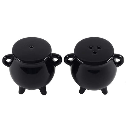 Pacific Giftware Witches Brew Black Ceramic Cauldron Salt and Pepper Set