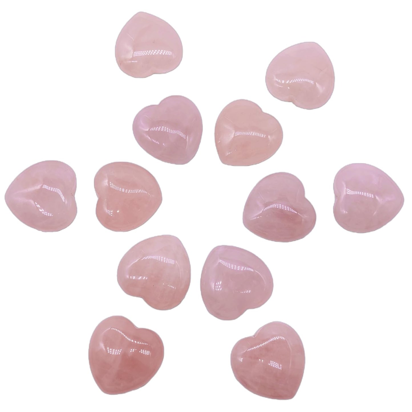 XMHOME 12 Packs 1.18 Inches Rose Quartz Heart Shaped Crystals Healing Palm Worry Pocket Stones for Reiki Jewelry Making Home Decor