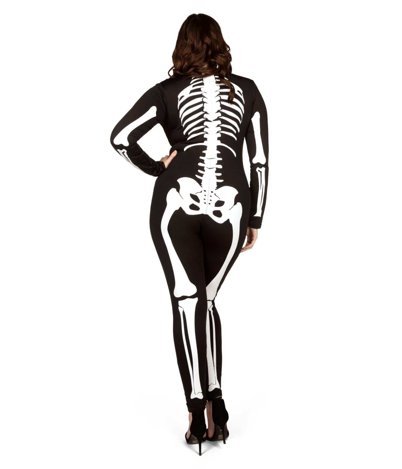 Tipsy Elves Form Fitting & Flattering Skeleton Bodysuit for Halloween - Women's Sexy Skeleton Costume - White, Size Medium
