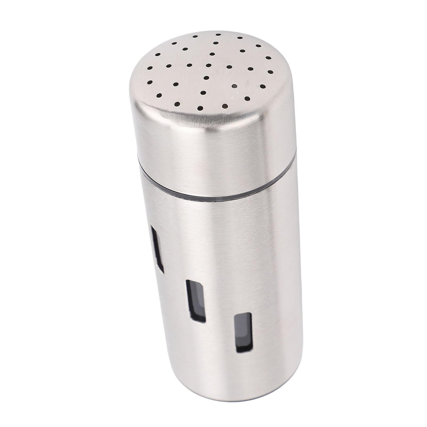 Focket Salt Shaker, 304 Stainless Steel Rust Proof Multifunctional Condiment Shaker, Seasoning with Airtight Lid for Kitchen Cooking Grilling Picnic (Small Holes)