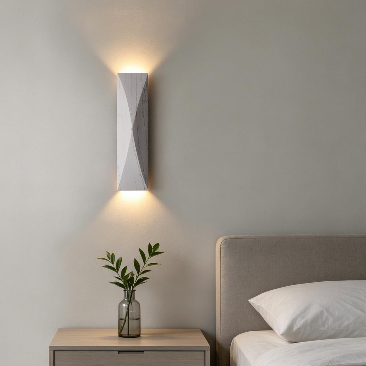 LVLVlech 15.75 Inch Nordic Natural Marble Wall Sconce, Up and Down Lighting, Ideal for Living Room, Bedroom, Staircase and Entryway