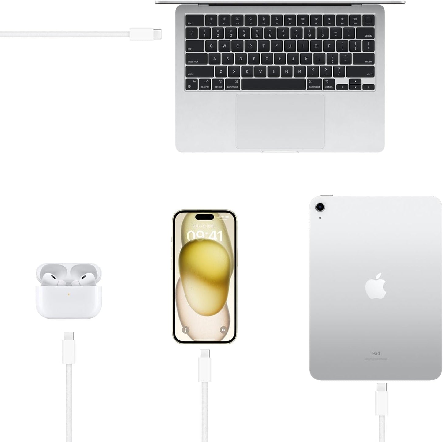 Car Carplay Cable for iPhone 17/16/15, USB A to USB C Cable Compatible for iPhone 17/16,17Air, 17/16/15 Pro Max,16E,16 Plus, iPad 10th/11 Gen,iPad Pro 12.9, Air 5th/4th Charger Cord,Car Charging Cable