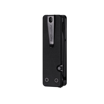 Roxon KS2E Noir Elite D2 Blade 13 in 1 Mini Multi Tool function pocket knife with big scissor, G10 handle and Pocket clip, good for Camping/Backpacking/Emergencies/EDC Multitool (D2 Steel Blade)