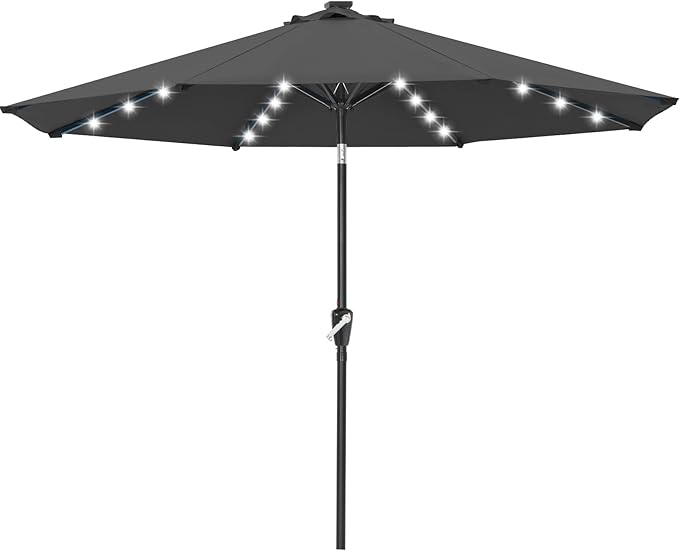 ABCCANOPY 10FT Durable Solar Led Patio Umbrellas with 32LED Lights (Dark Gray)