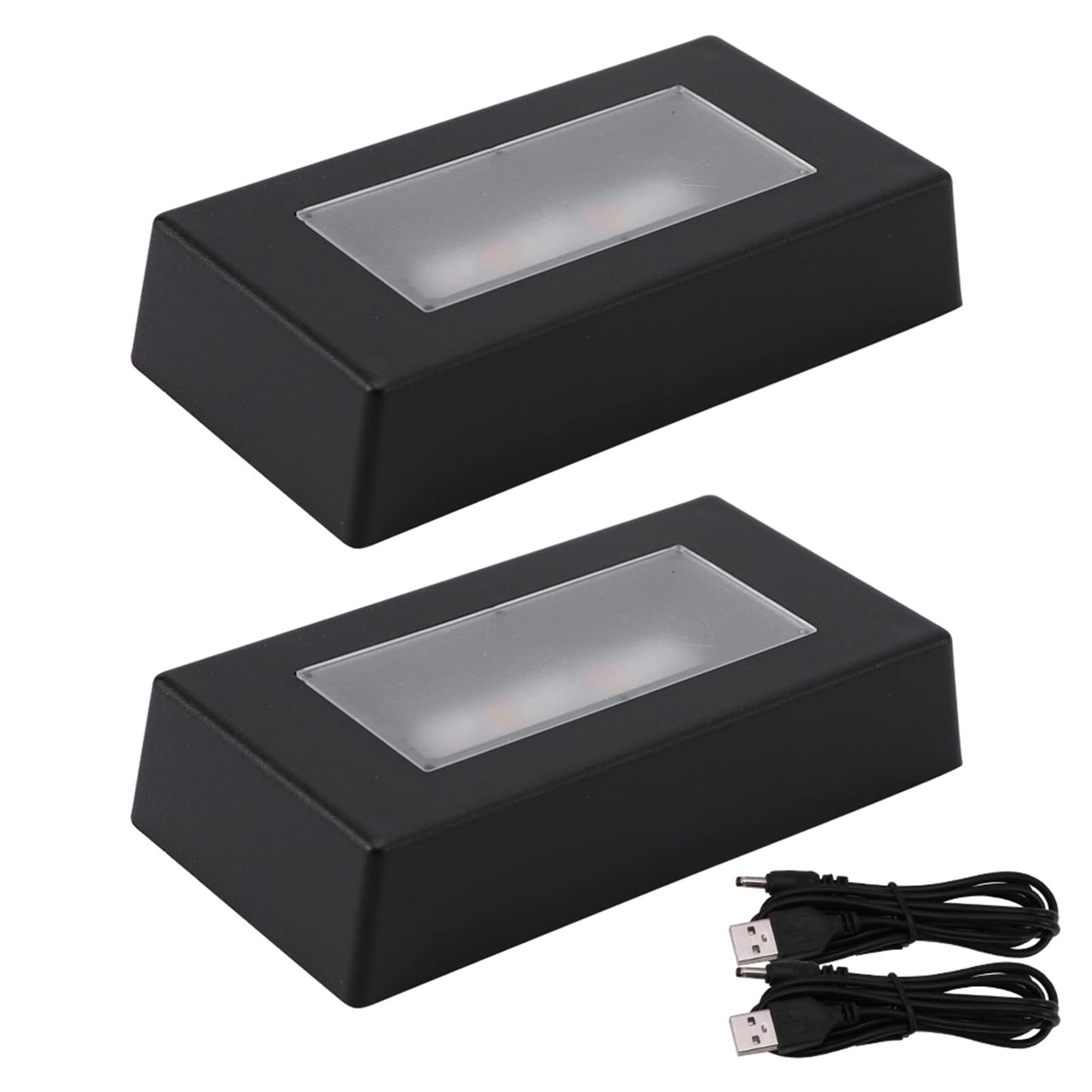 2 Pack LED Light Stand Base, 7 Color Rectangle Display Pedestal Lighted Box