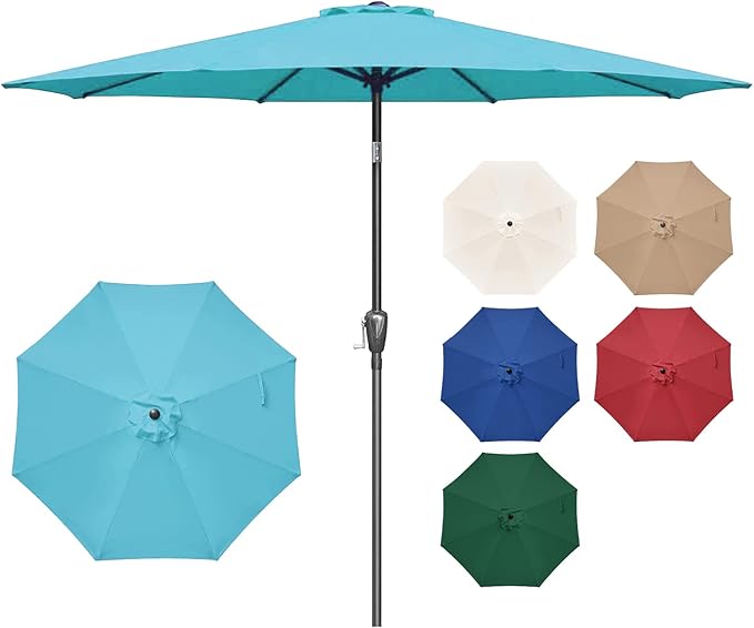 Simple Deluxe 9' Patio Umbrella Outdoor Table Market Yard Umbrella with Push Button Tilt/Crank