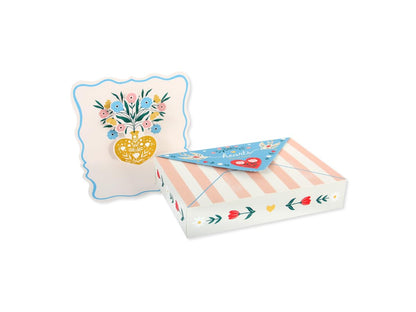 UWP LUXE Hearts Pop-Up Stationery Box Set - 8 Premium Cards & Envelopes with Gold Foil Accents, Die-Cut Pop-Ups, Scalloped Edges, Illustrated Keepsake Box