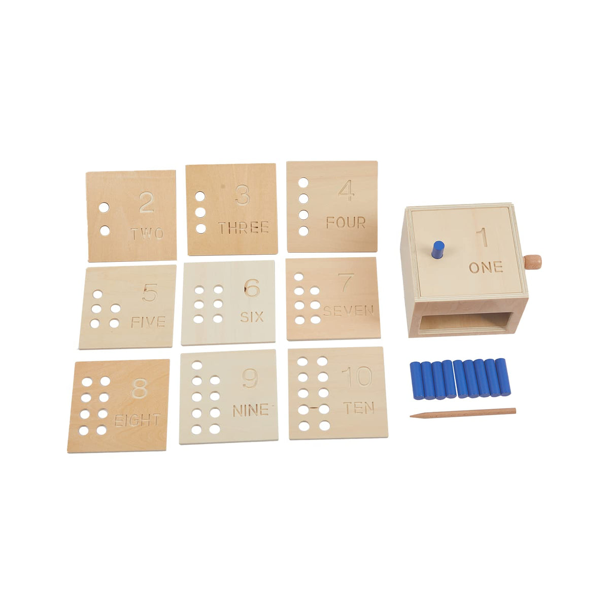 Adena Montessori Toys Wooden Counting Peg Game - Learn to Count 1-10 with Numerals, Peg Drop Box & Tumbling Pegs - Educational Toddler Toy for Early Math Skills Development (Small Counting Pegs Board)