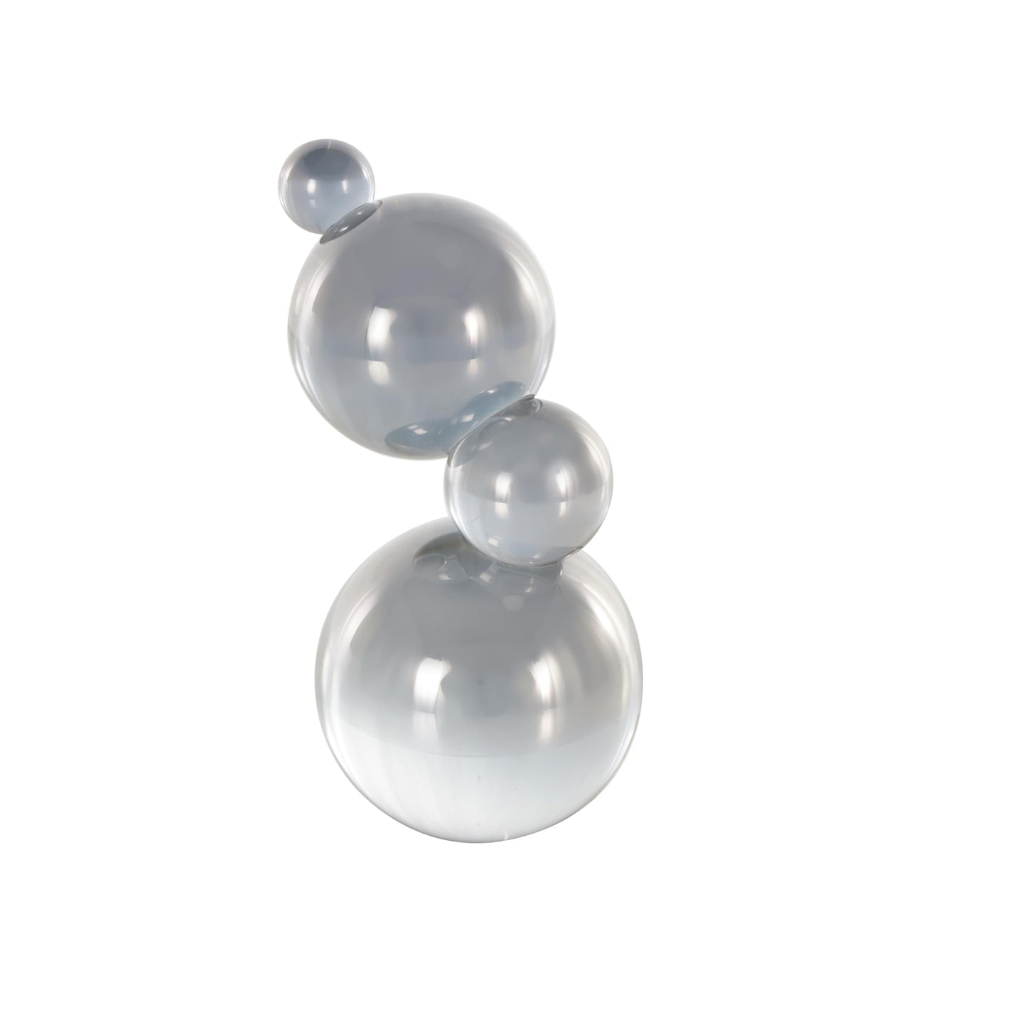 Deco 79 Glass Abstract Decorative Sculpture Stacked Orbs Home Decor Statue, Accent Figurine 4" x 4" x 8", Clear