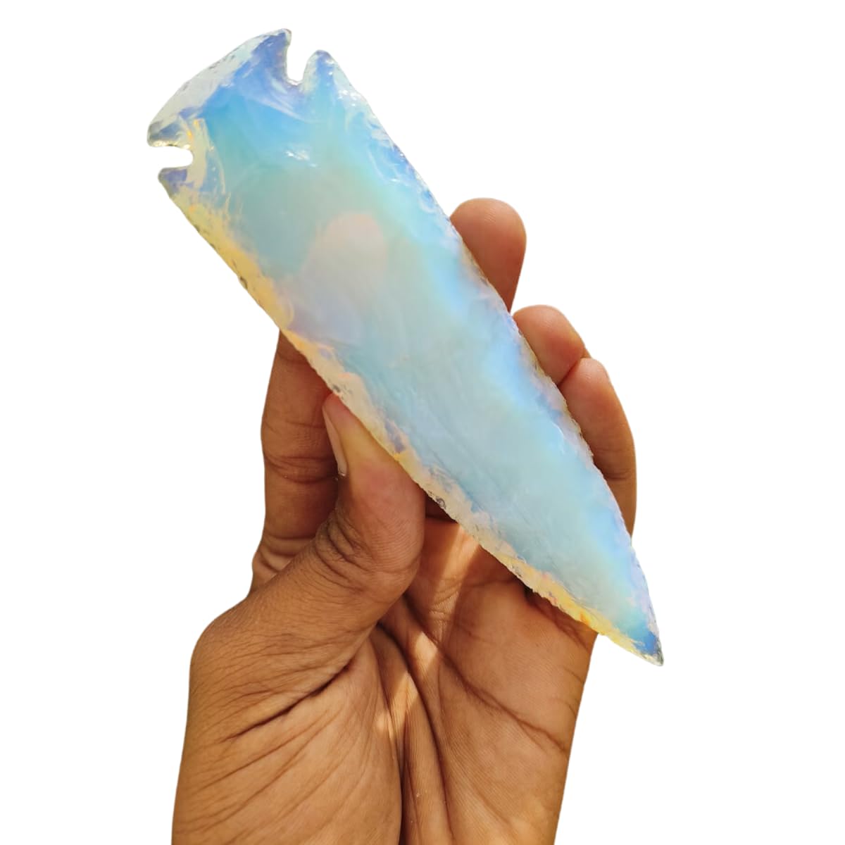Opalite Arrowhead Hand Crafted Blue Opalite Arrowhead for Metaphysical Healing Crystal for Tarots Gift Symbol of Mystery Arrows 5.5-6" Inches