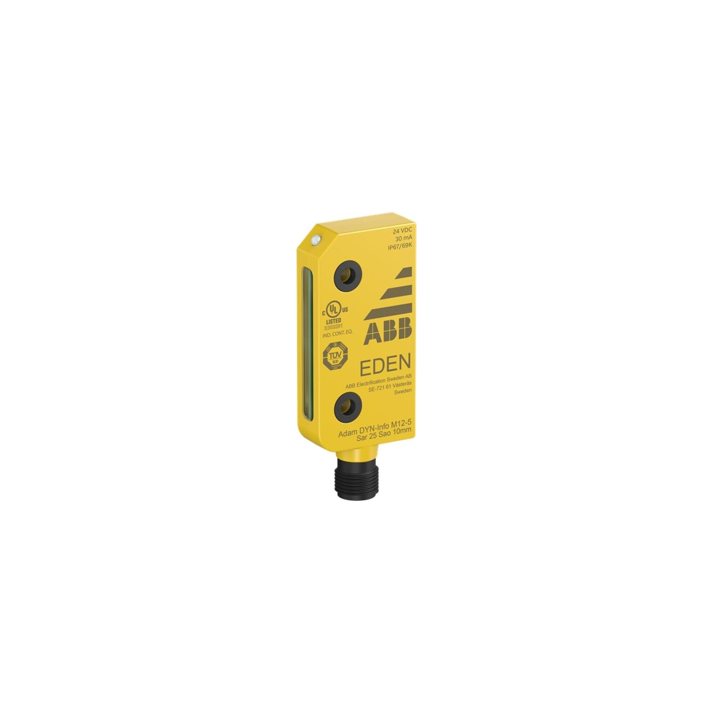 ABB Adam DYN-Info M12-5 Safety Sensor Unit, M12-5 Male Connector, IP69K, Yellow (ABB2TLA020051R5100)