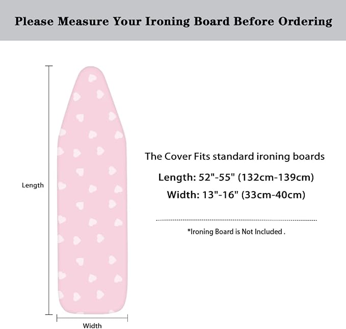 Pink Heart Ironing Board Cover and Pad Soft Cover
