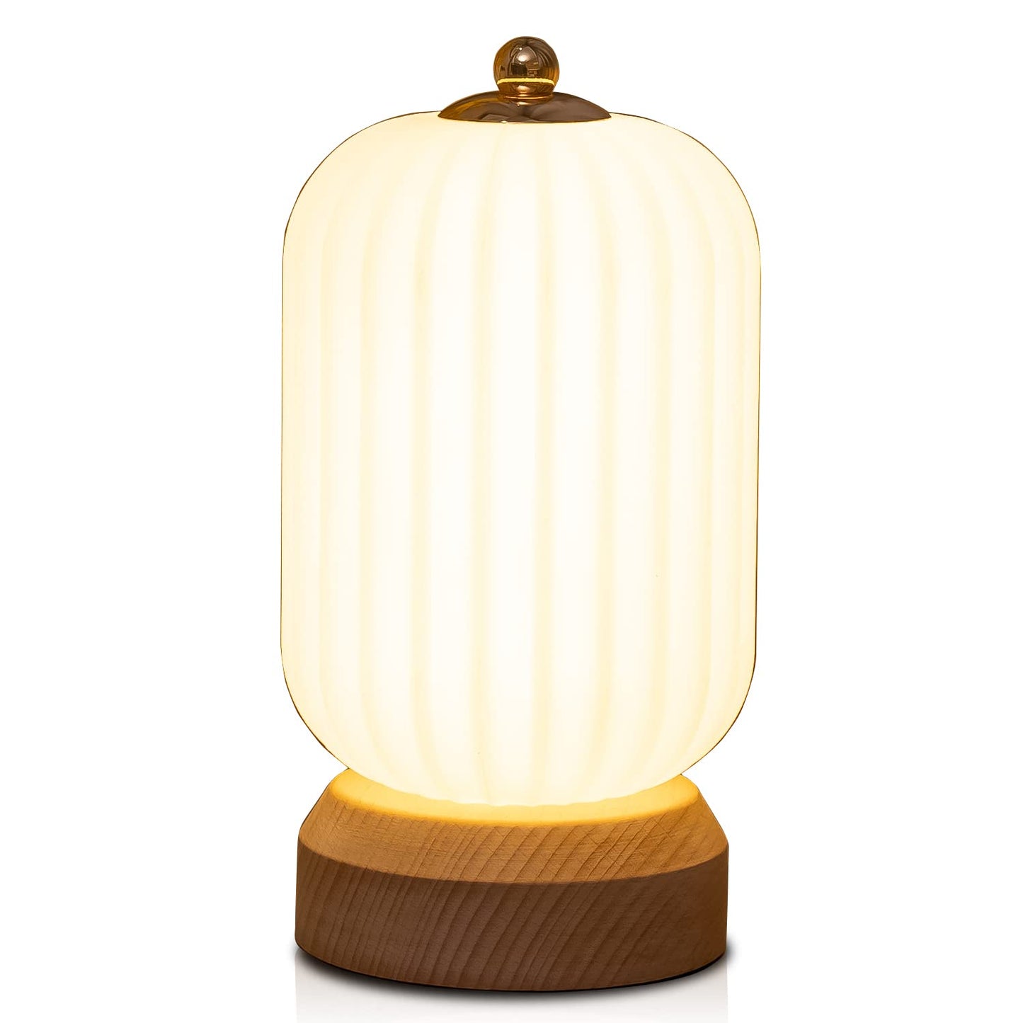 LONRISWAY LED Wood Table Lamp, 3-Color Modern Desk lamp Bedroom Bedside Night Light, Dimmable Led Lighting, Creative Home Decor, Unique House warmging Gift