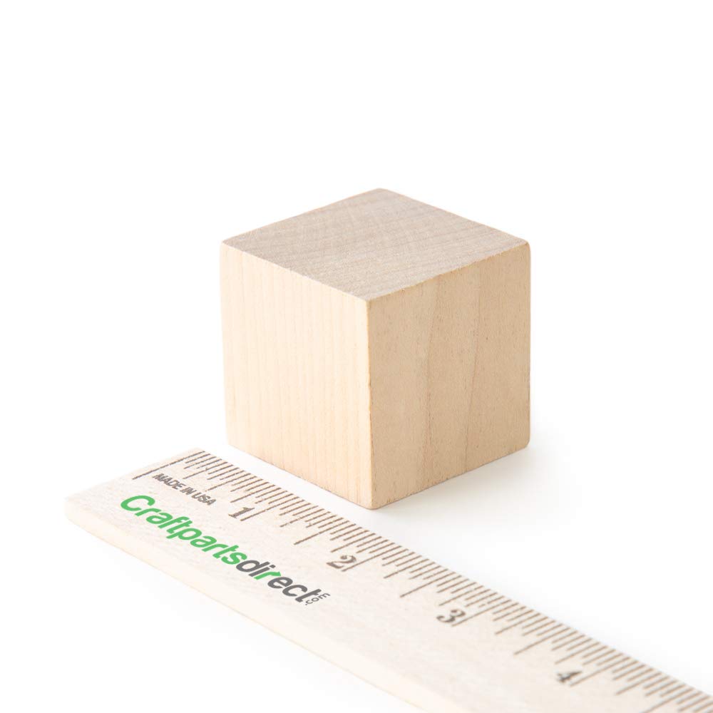 1.5 inch Wood Blocks - Natural Unfinished Craft Wooden Cubes -by CraftpartsDirect - 10 Pack