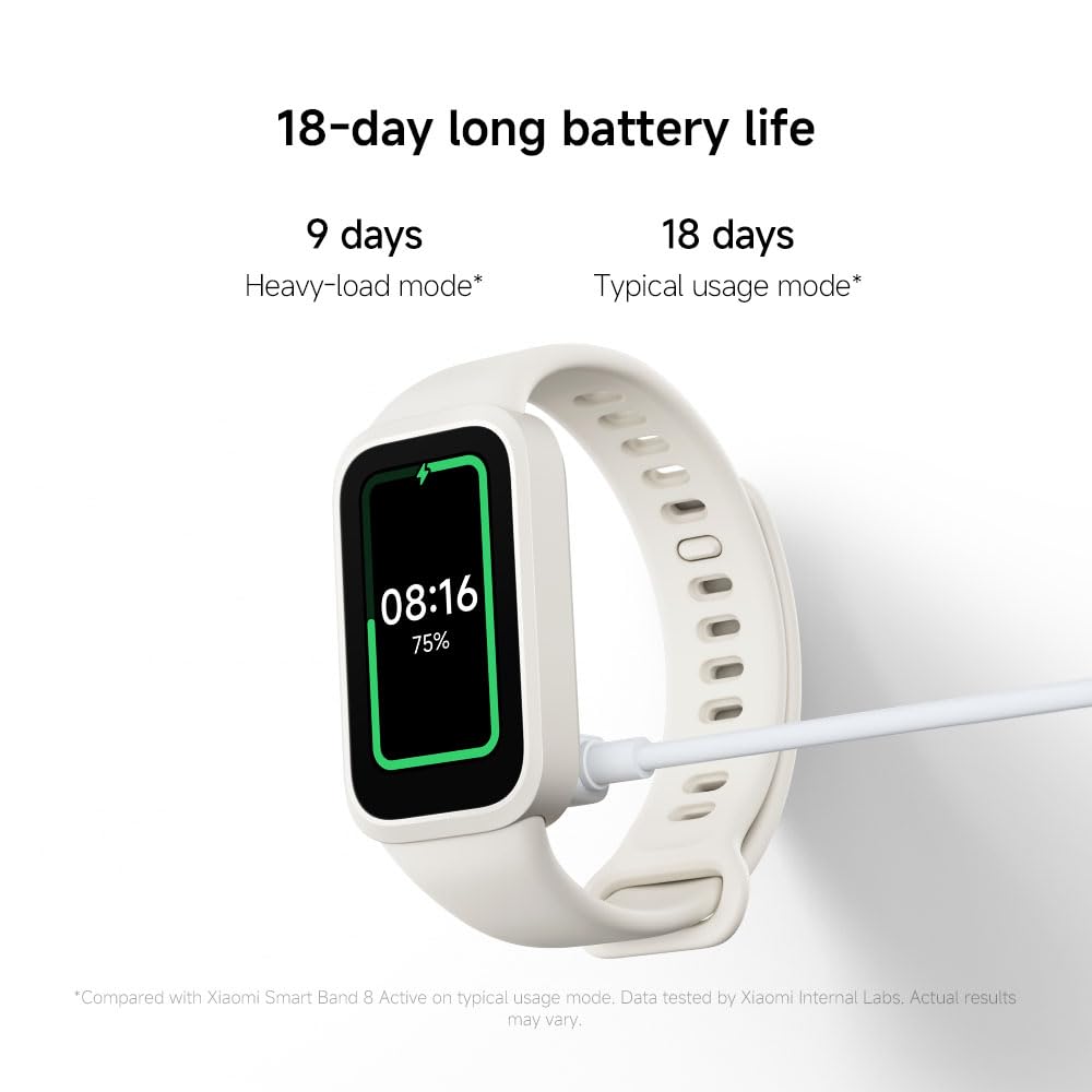 XIAOMI Smart Band 9 Active, Sports fitness tracker, 1.47'' TFT display, 60Hz high refresh rate, 18 Days Battery Life, sleep and health monitoring, 50 sports modes, 5ATM, iOS & Android - Black