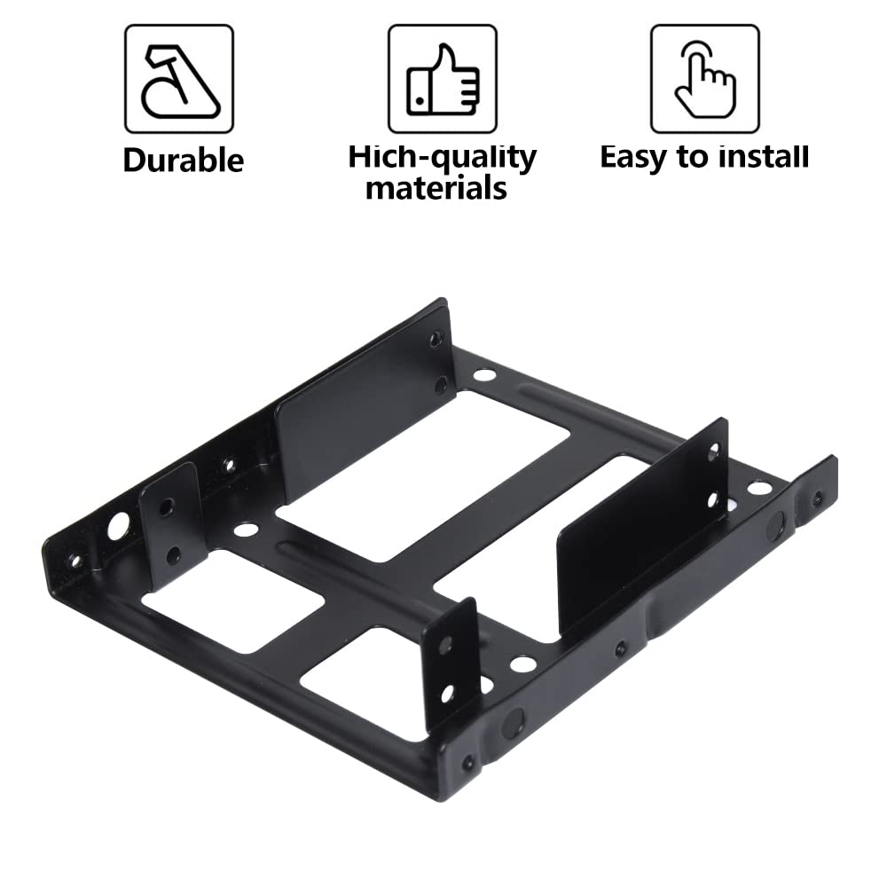 DEEPFOX Mounting Kit - Dual 2.5 Inch to 3.5 Inch Internal Hard Disk Drive SSD/HDD Hard Disk Drive Mounting Kit Bracket [SATA and Power Cables included]