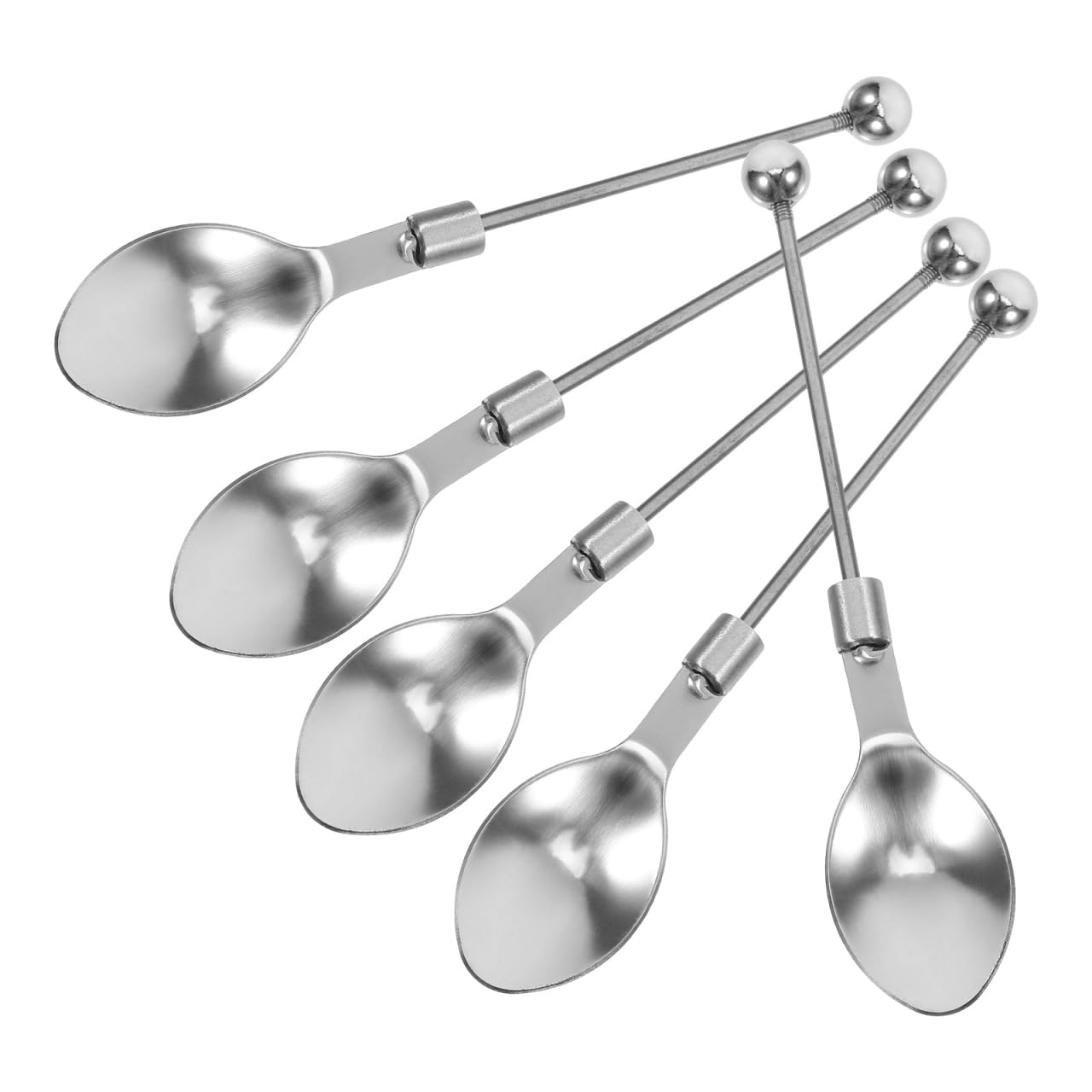 Ciieeo Beadable Tea Spoon Set 5.11 Inch Stainless Steel Ergonomic Stirring Spoons for Coffee Tea Desserts and Diy Bead Crafts Pack of 5