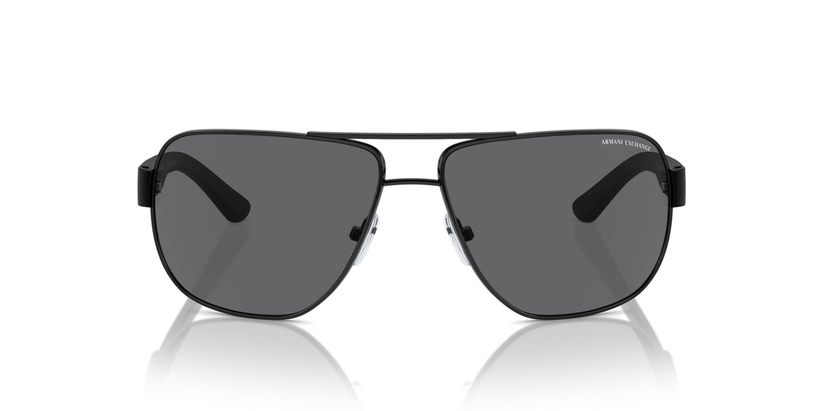 A|X ARMANI EXCHANGE Men's AX2012S Rectangular Sunglasses, Matte Black/Grey Polarized, 62 mm