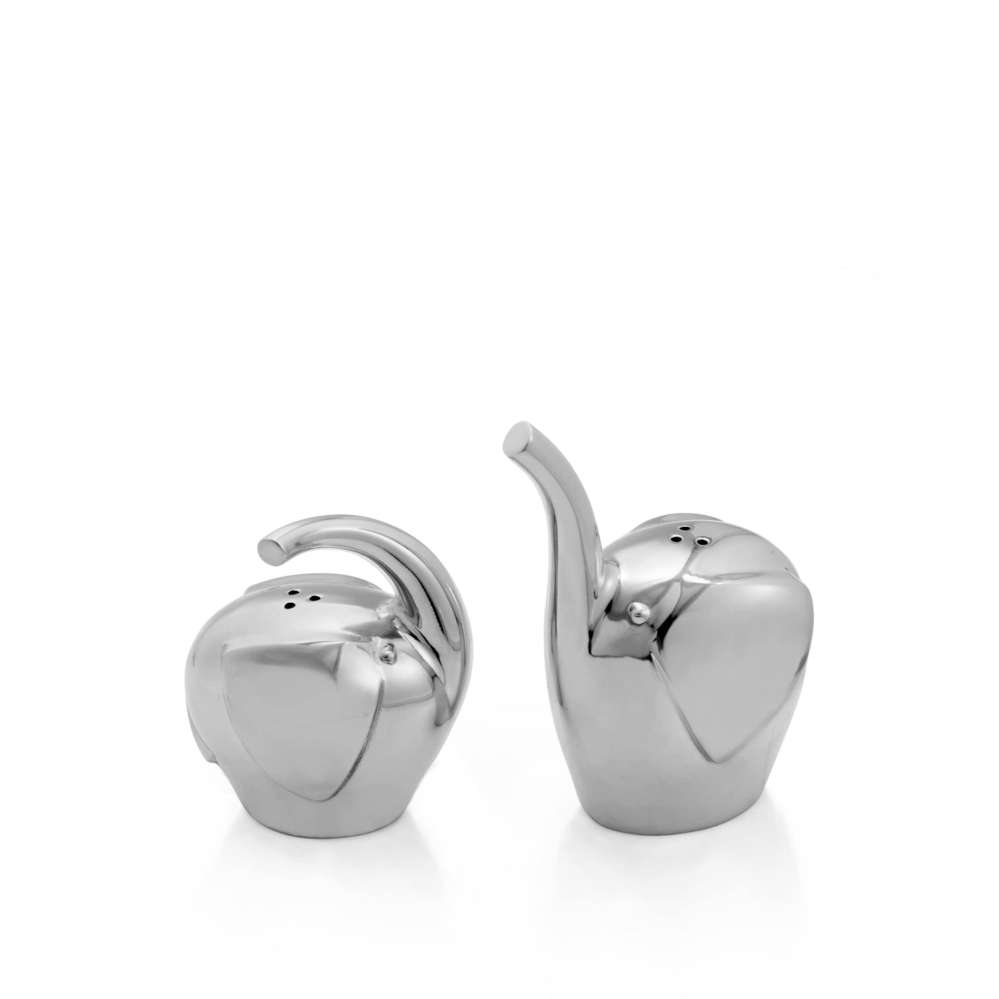 nambe Savanna Collection Elephant Salt & Pepper Shakers | Set of 2 for Home Décor | Measures at 3" x 3" x 3.5" | Made with Nambe Alloy | Designed by Neil Cohen