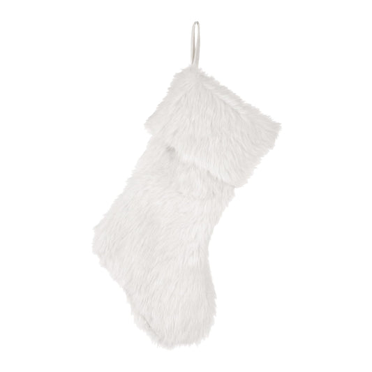 Glithome 21" L White Plush Christmas Stocking with Hooked Xmas Stocking for Christmas Decorations and Party Accessory