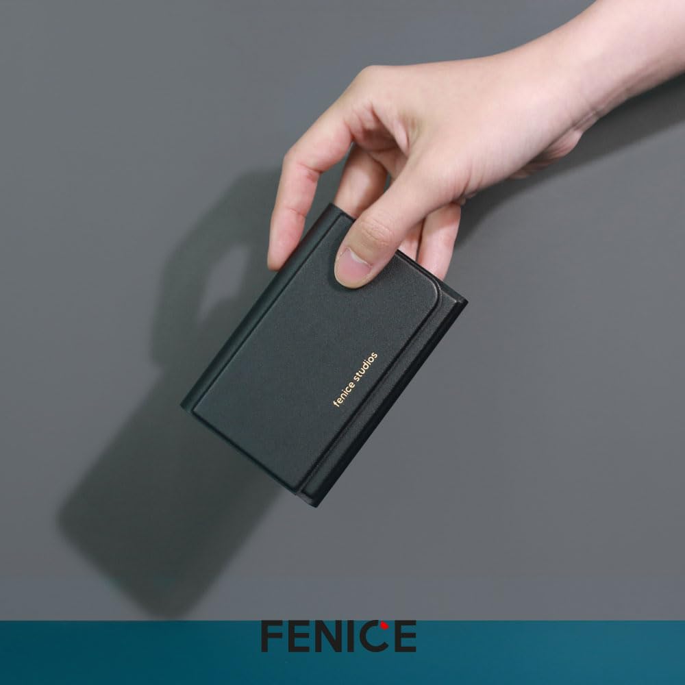 Fenice Name Card Holder Wallet Durable Vegan Eco PU Leather with Slim Minimalist Look for Men & Women (INDIE PINK)