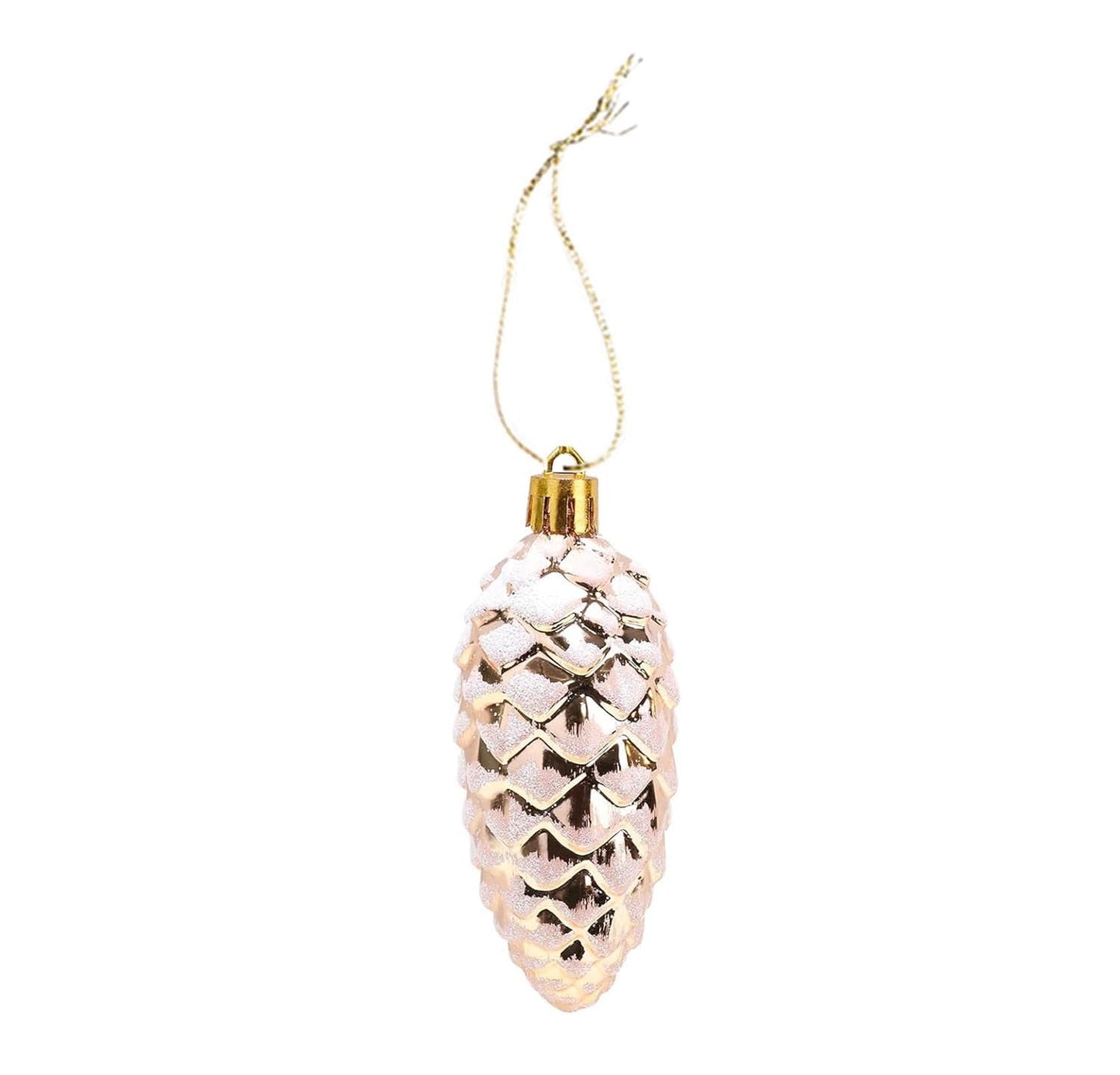 DAHI 10pcs Glitter Christmas Tree Pendant fir Tree Cones Champagne Christmas Tree Ornament Christmas Balls for Christmas Tree Decoration (Champagne-a)