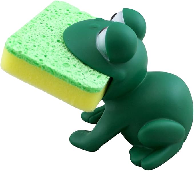 Animal Shape Novelty Kitchen Sponge Holder and Sponge Choice of Frog or Duck