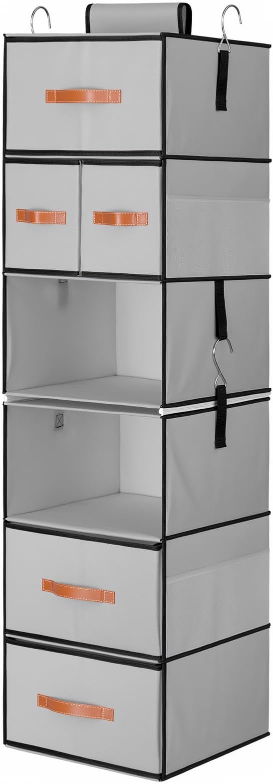 Hanging Closet Organizer 6-Shelf, Upgrade Hanging Shelves