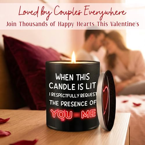 TEEZWONDER Valentines Day Gifts for Her Girlfriend - I Love You More Vanilla Lavender Romantic Candles 10 oz - Anniversary Valentines Birthday Gifts for Wife Men Women Girlfriend Boyfriend Him Husband