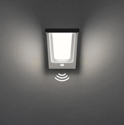 FLORNIA LED Outdoor Wall Light with Motion Sensor, Outside Wall Light Main Powered with PIR, External Garden Weatherproof Aluminium Lamp (900LM 13.5W 4000K IP44)