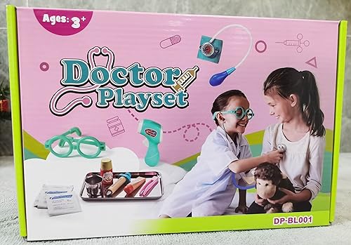 EFO SHM Kids Doctor Sets Role Play Toys Dentist Doctor's Case Children's Medical Wooden Toy with Real Stethoscope Doctor's Coat for Boys Girls