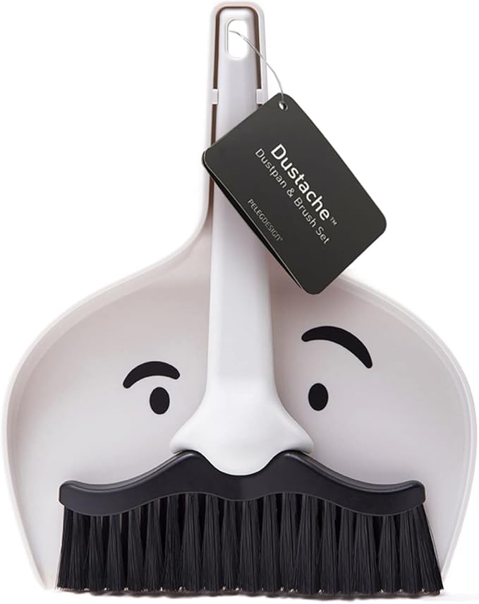 Peleg Design Dustache Small Dustpan and Brush Set, Mini Broom and Dustpan Set