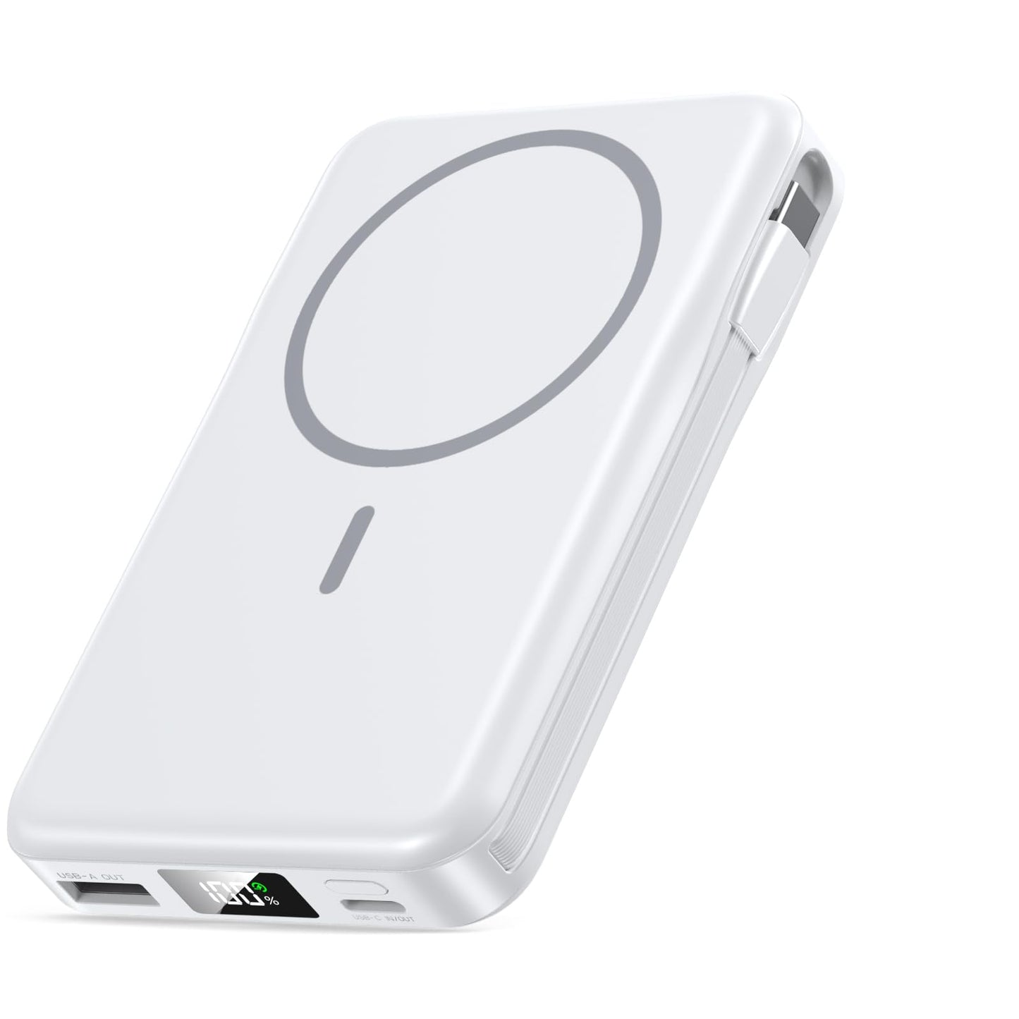 Magnetic Portable Charger, 10000mAh Power Bank, 5 in 1 Portable Charger with Built in Cable, 20W Fast Charging for Magsafe Battery Pack Compatible with iPhone 17/16/15/14/13/12 Pro/Pro Max Series