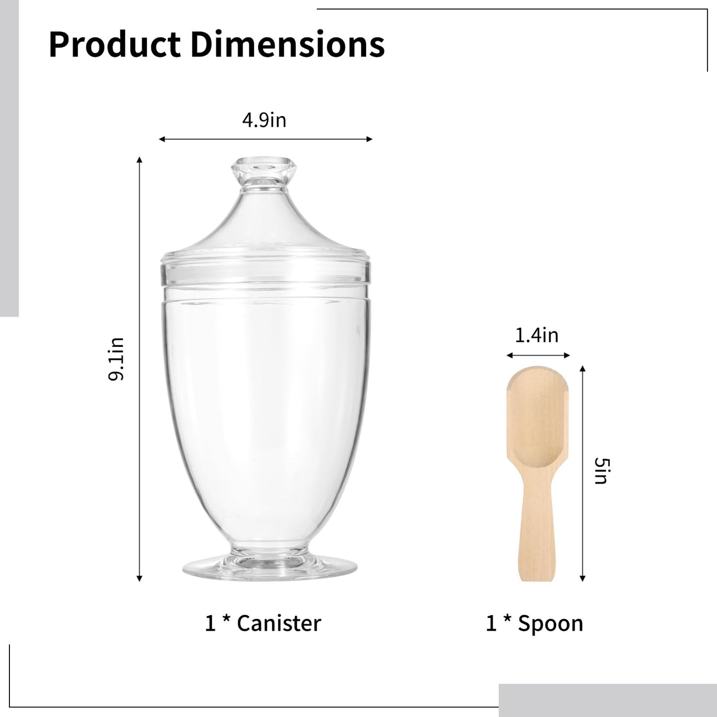 OMISTAR Acrylic Bath Salt Jar with Wooden Scoop, 33oz Bath Salt Container with Airtight Lid, Shatter Proof Acrylic Apothecary Jars, Bathroom Storage Organizer for Bathtub Decor, BPA Free