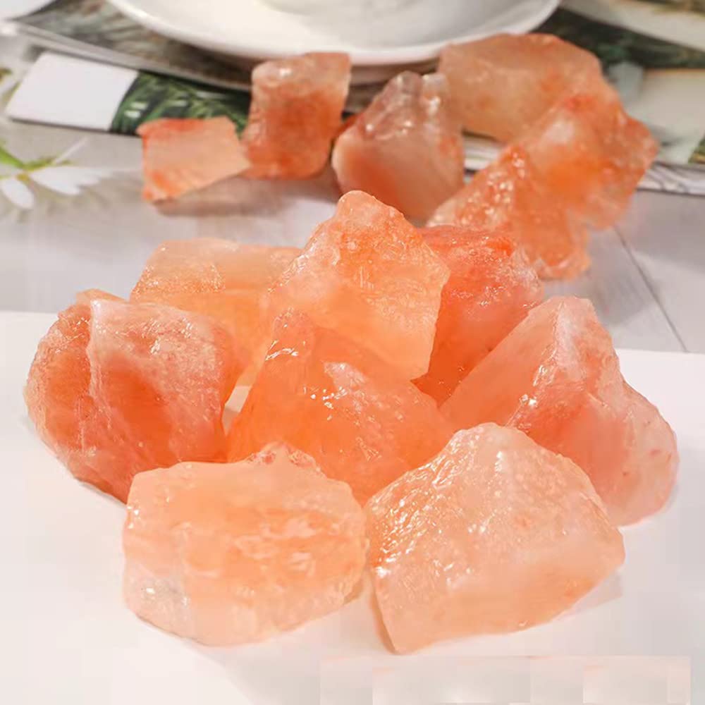 RCSTONE Himalayan Pink Crystal Salt Stones, 1.18 to 1.97 Inches, 0.22 Pounds for Salt Lamp, Bowl, and Decorations M33, Orange