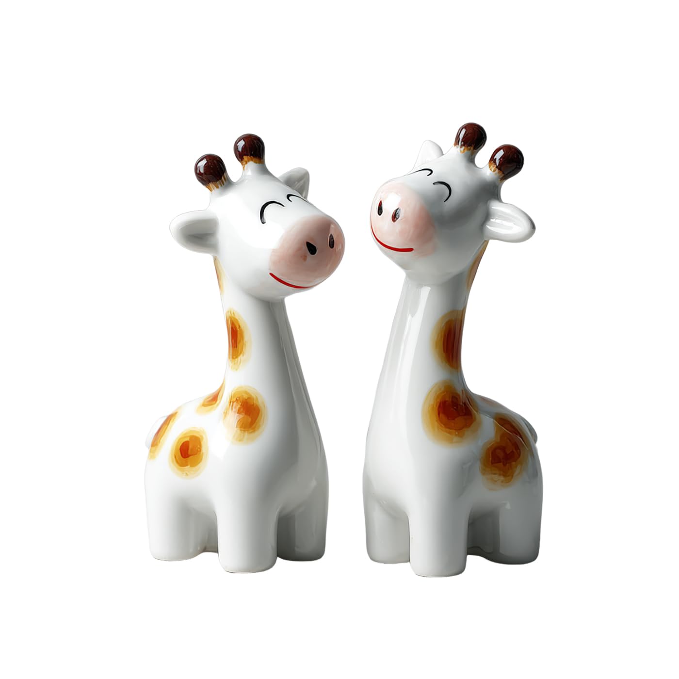 Bicuzat Ceramic Cartoon Giraffe Salt Pepper Set, 2 PCS Set of Salt and Pepper Shaker, White