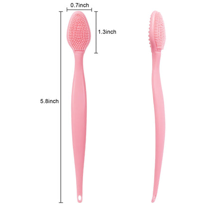 Silicone Facial Cleansing Brush 3 Pack, Beomeen 4 in 1 Handheld Face Scrubber for Deep Gentle Exfoliating, Double-Ended Face Wash Scrub Brush for Face Skincare and Massage (Green)