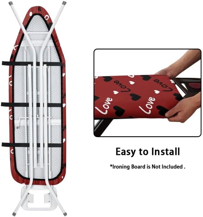 Love Heart Ironing Board Cover Black Red Retro 54x15 inches Applicable Standard
