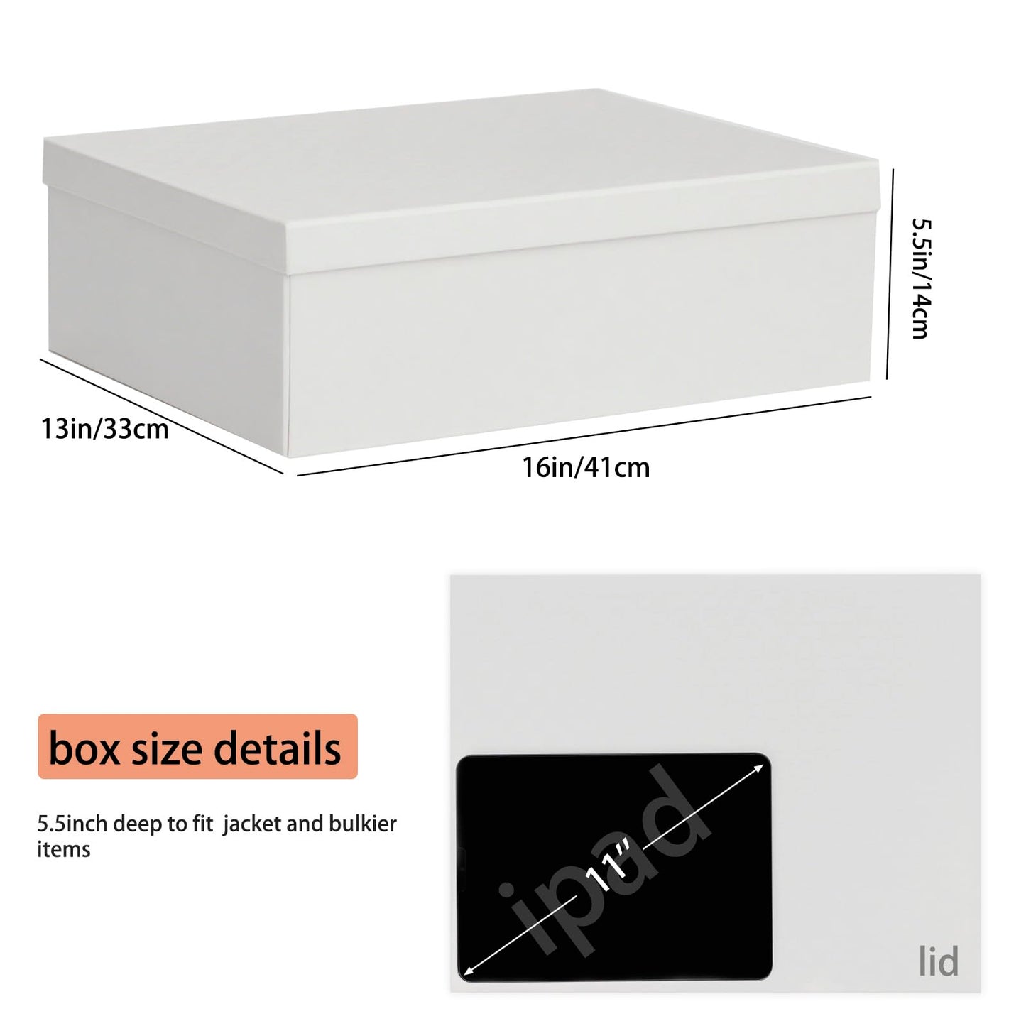 Rinrda Extra Large Gift Box 16.5x13x5.5 inches,White Gift Boxes with Lids for Presents,Perfect for Birthday,Valentine's Day,Christmas,Anniversaries,Contains Card,Ribbon,Shredded Paper Filler.