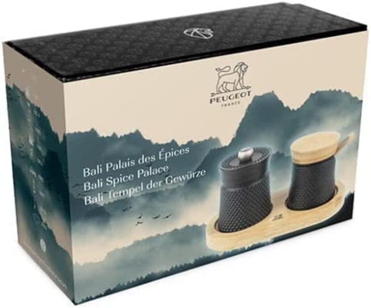Peugeot Bali Black Cast-Iron Pepper Mill and Salt Cellar.